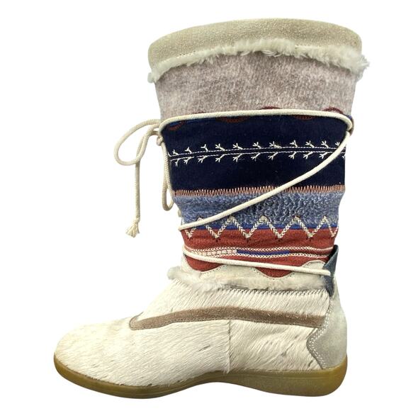 Vintage Tecnica Women’s Ivory Goat Fur Winter Boots Size 42 US 9.5 - Picture 2 of 10